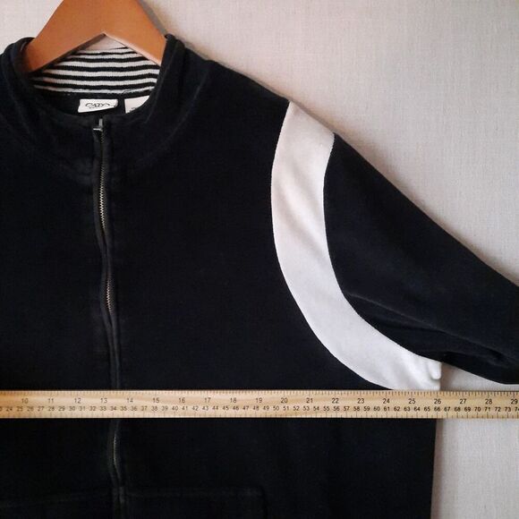 Cato Velour Black Track Jacket Size 22W-24W White Stripes Cotton Blend Y2K Style - Picture 7 of 10